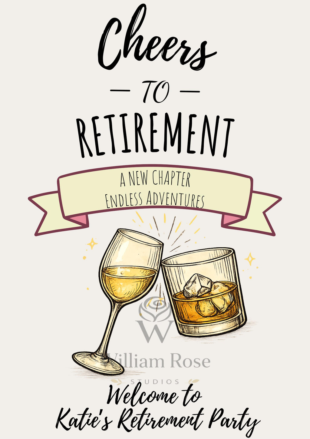 Cheers to Retirement Retirement Party Editable Welcome Template (Digital Download Only)