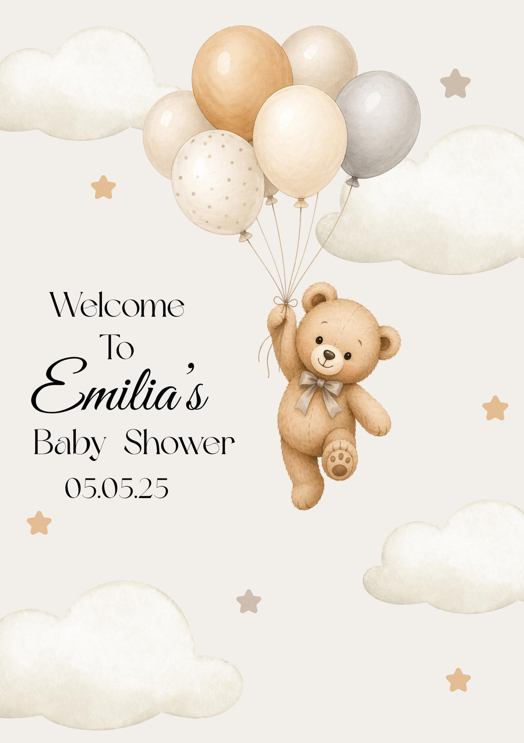 Flying Bear Baby Shower Welcome Sign | Editable Template (Digital Download Only)