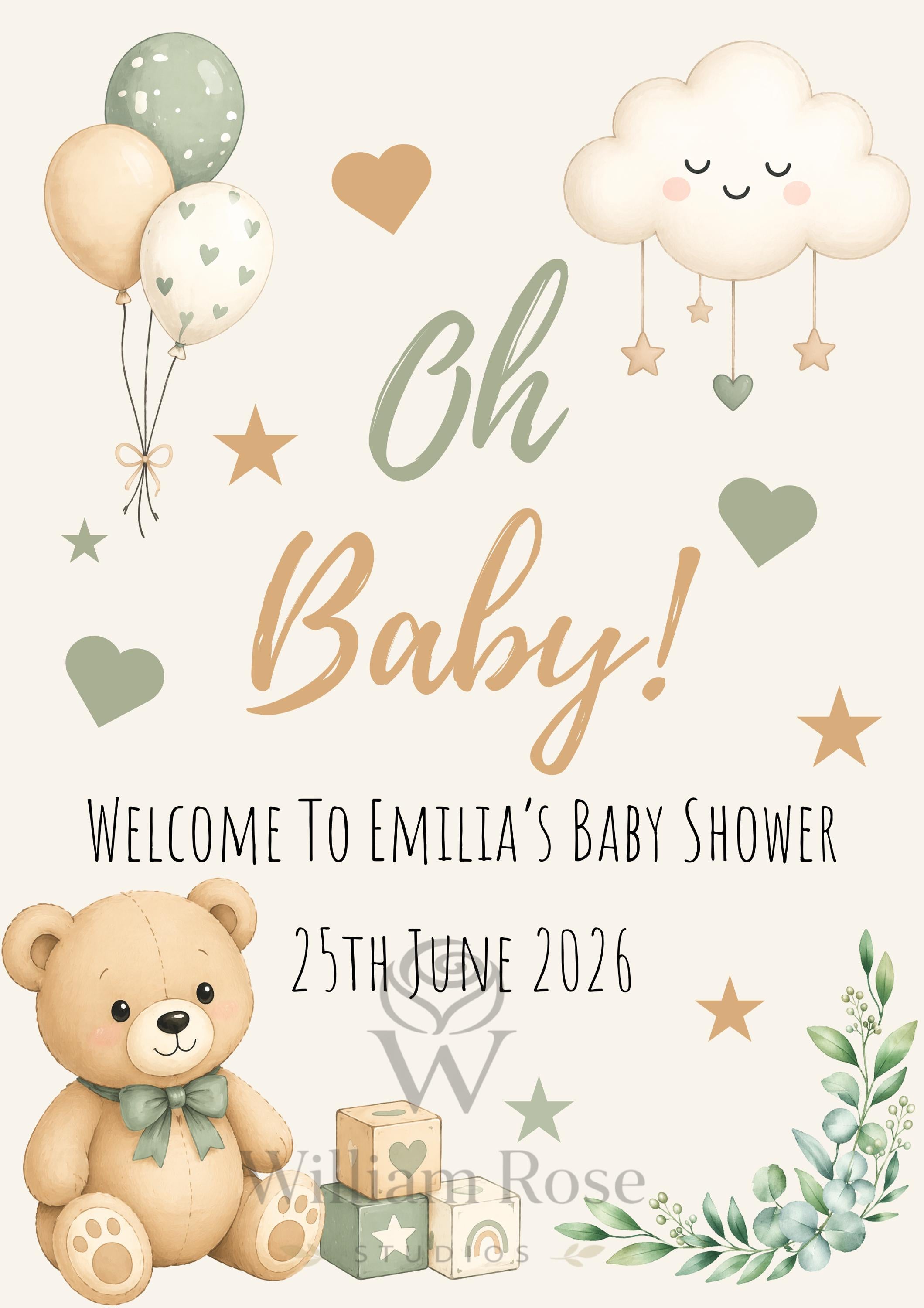 Oh Baby! Baby Shower Welcome Sign Editable Template (Digital Download Only)