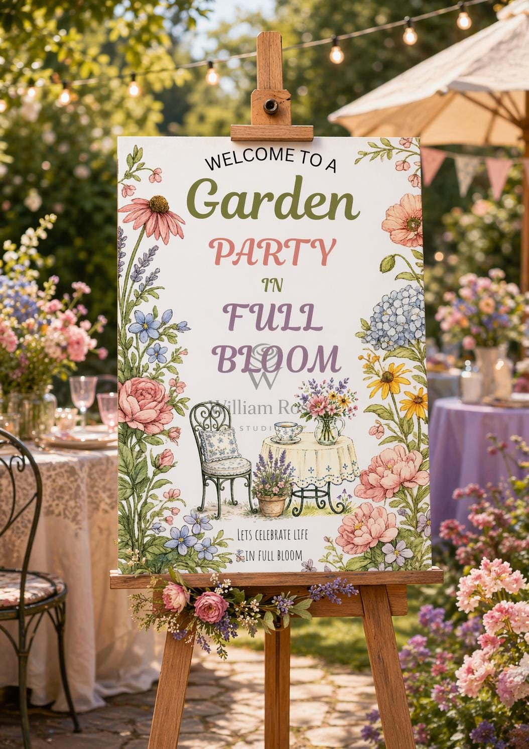 In Full Bloom Garden Party Welcome Sign | Editable Template (Digital Download Only)