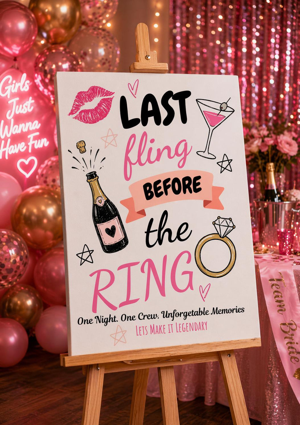 Last Fling Before the Ring Hen Party Welcome Sign Editable Template (Digital Download Only)