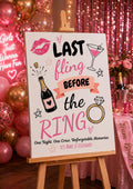 Last Fling Before the Ring Hen Party Welcome Sign Editable Template (Digital Download Only)