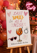 Last Spritz as a Miss Hen Party Welcome Sign Editable Template (Digital Download Only)