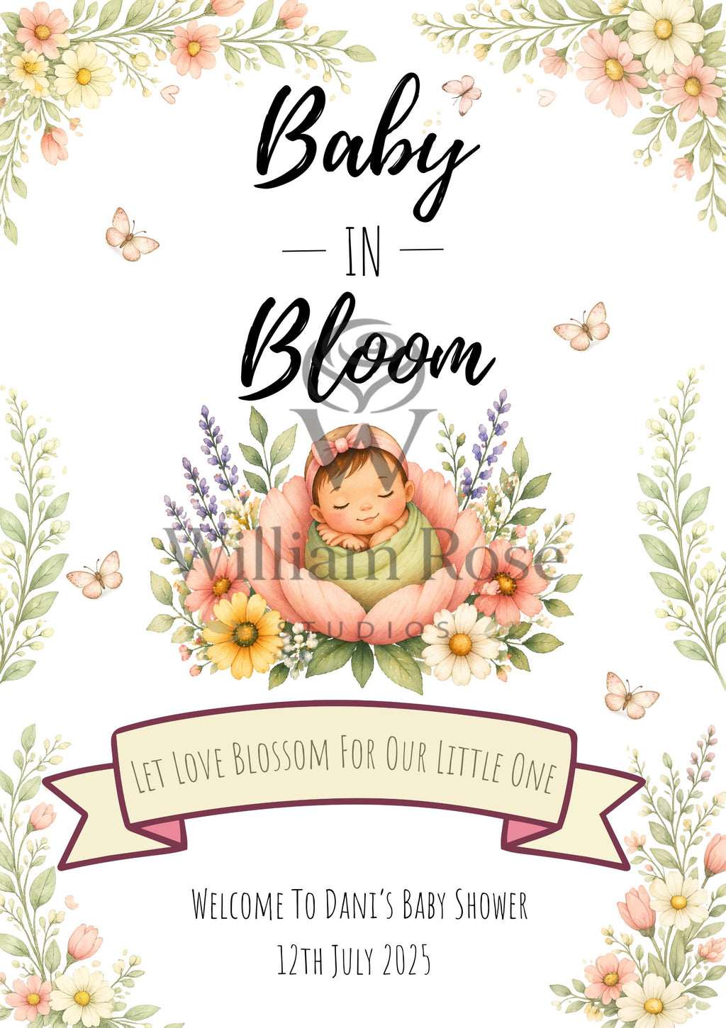 Baby in Bloom Baby Shower Welcome Sign Editable Template (Digital Download Only)