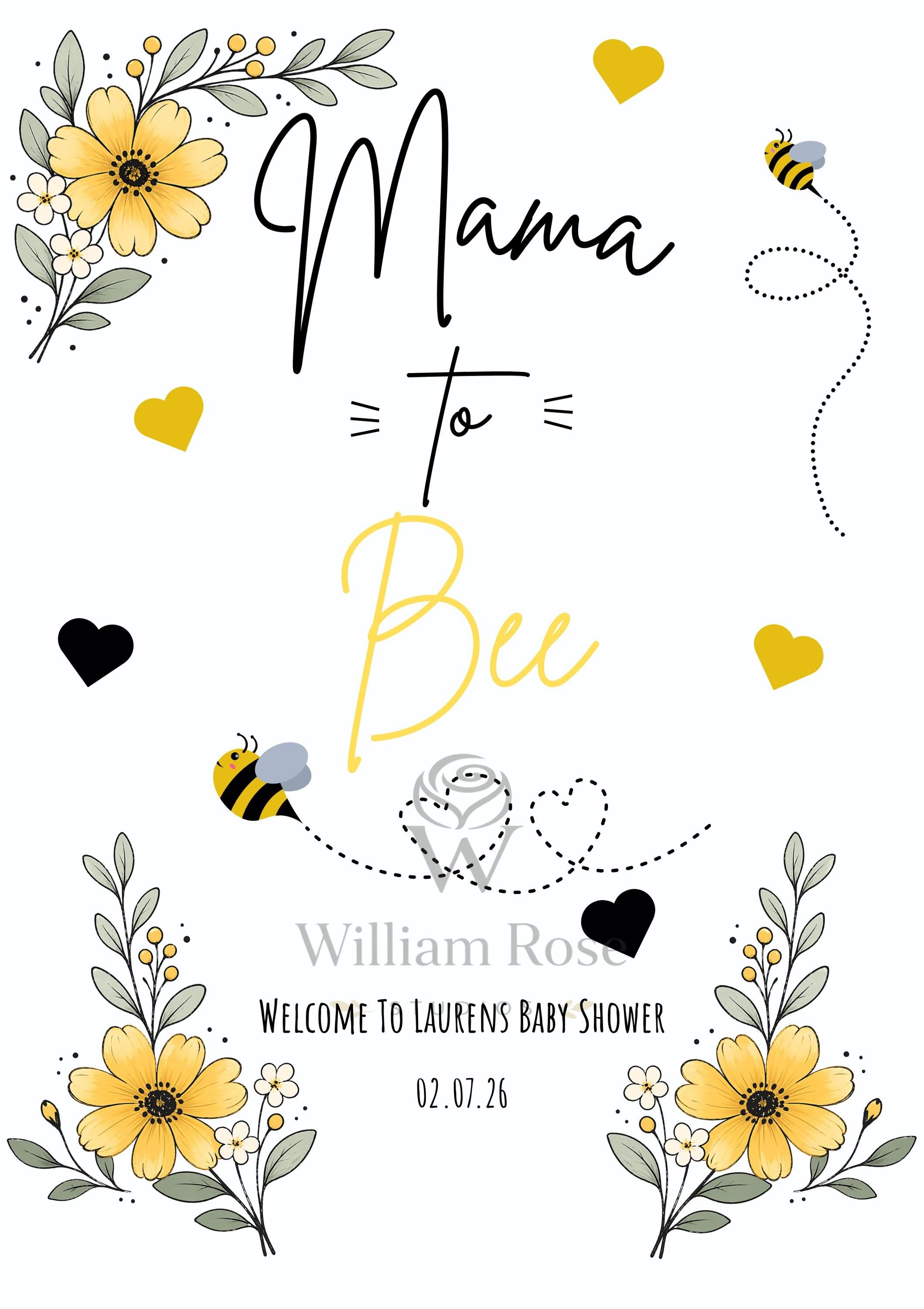 Mama to Bee Baby Shower Welcome Sign Editable Template (Digital Download Only)