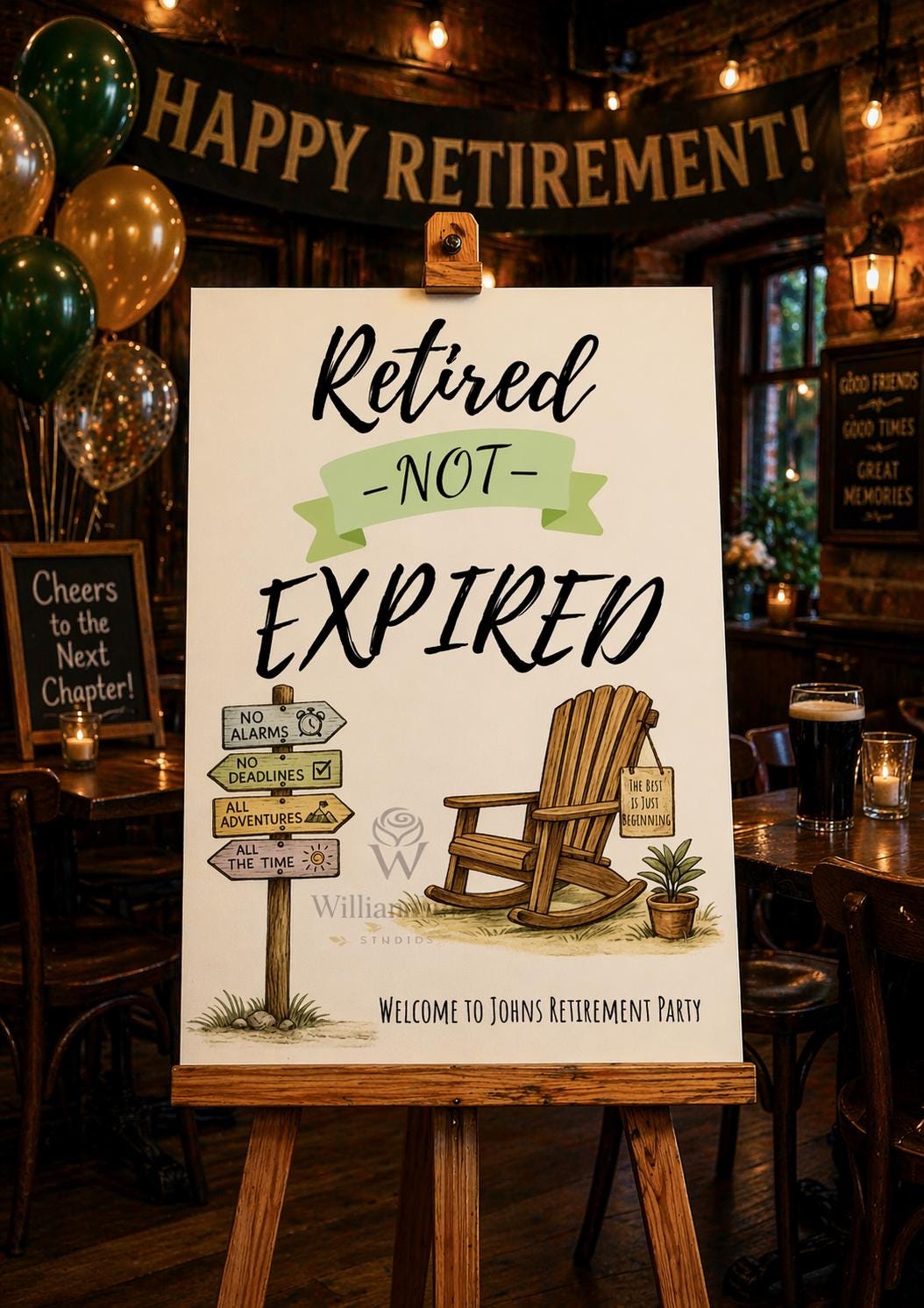 Retired not Expired Retirement Party Editable Welcome Template (Digital Download Only)