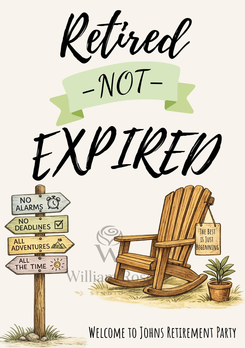 Retired not Expired Retirement Party Editable Welcome Template (Digital Download Only)