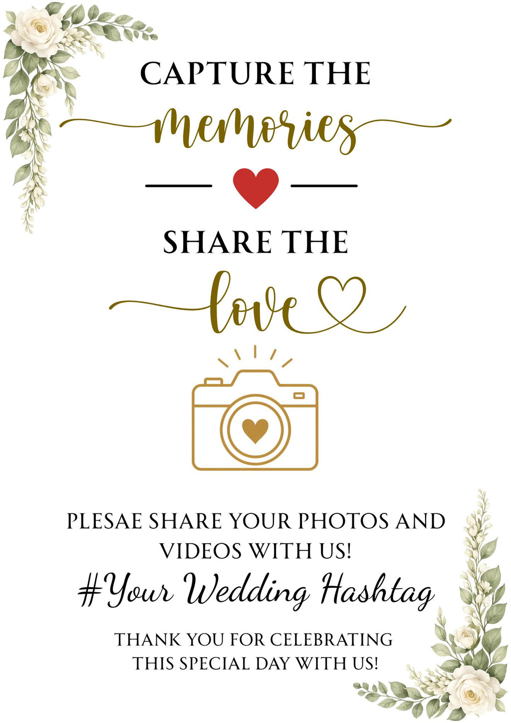 Wedding Photo Sharing Sign | Editable Template | Digital Download Only
