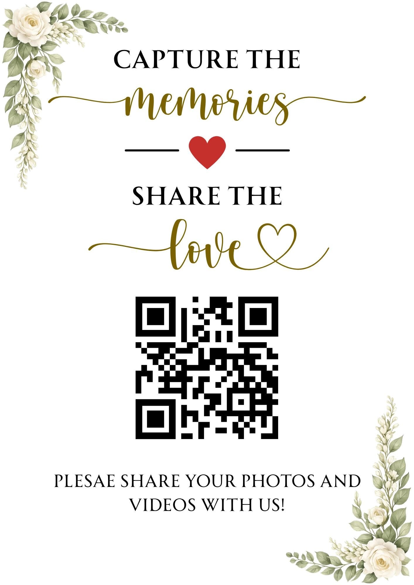 Wedding Photo Sharing Sign | Editable Template | Digital Download